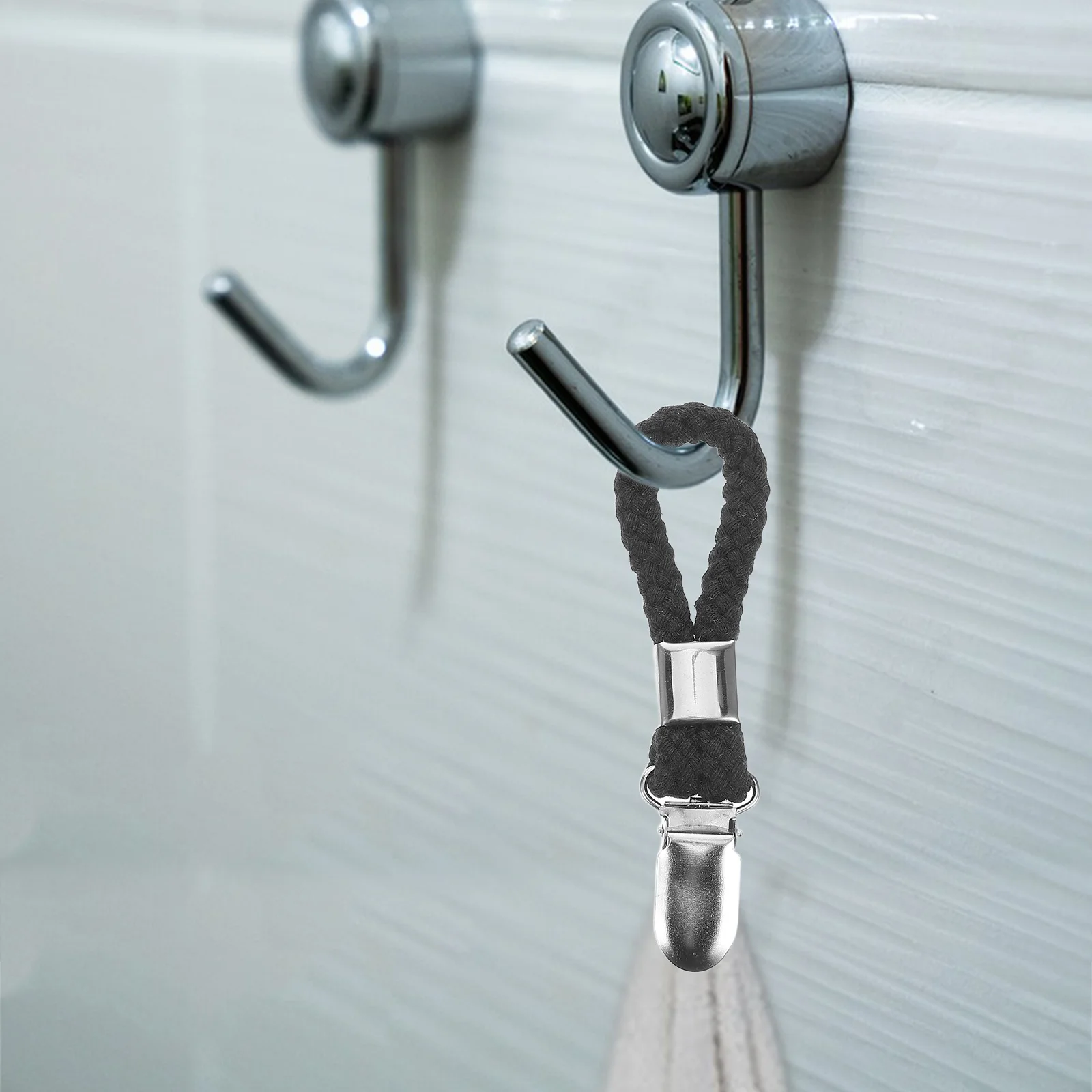 

6Pcs Bathroom Towel Clip Hooks Metal Clips Braided Cotton Rope Hand Towel Holder Hanging Clips Kitchen Use Decorative Wall Hooks