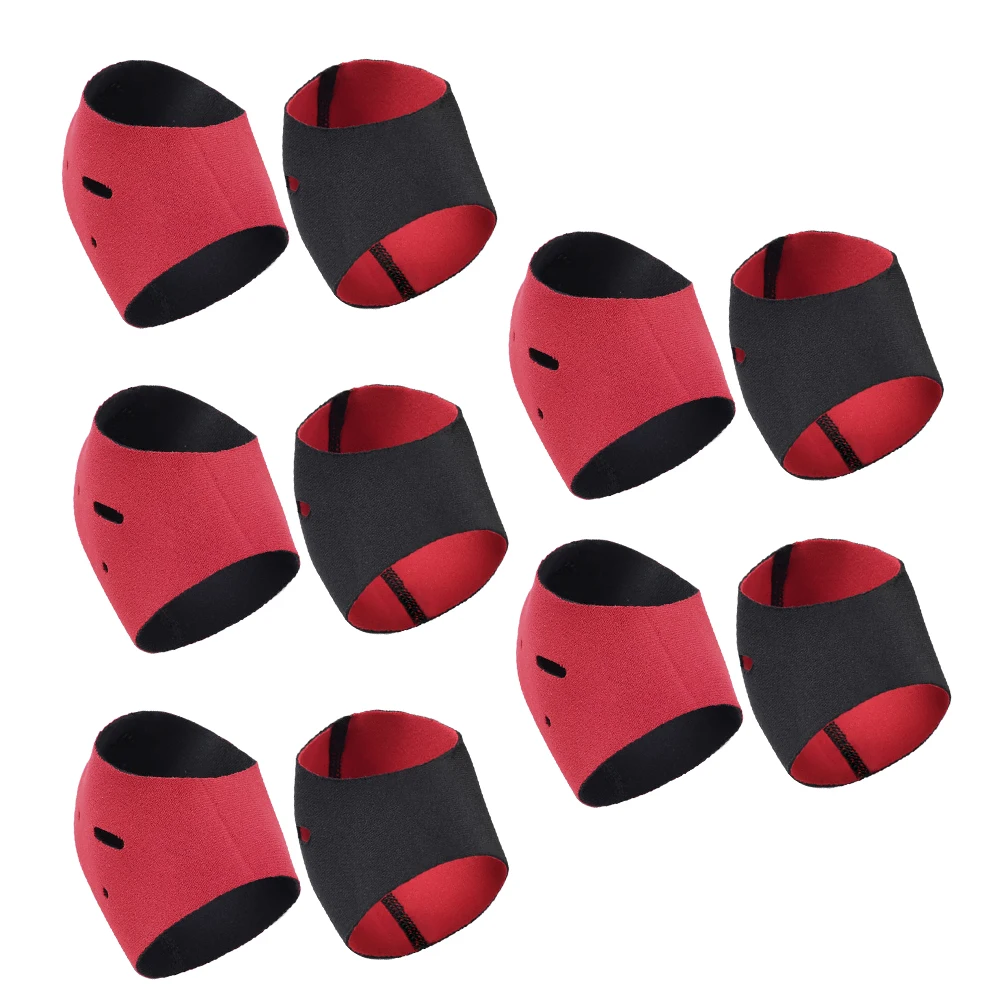 

5 Pairs Heel Covers Black Red Lined Warm Socks Shock Absorption Anti Slip High Elasticity No Deformation Reinforced Sewing Foot