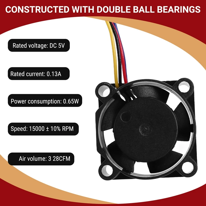 2510 DC 5V 4Pin PWM Function Double Ball Bearing Hot End Cooling Fan For X1C