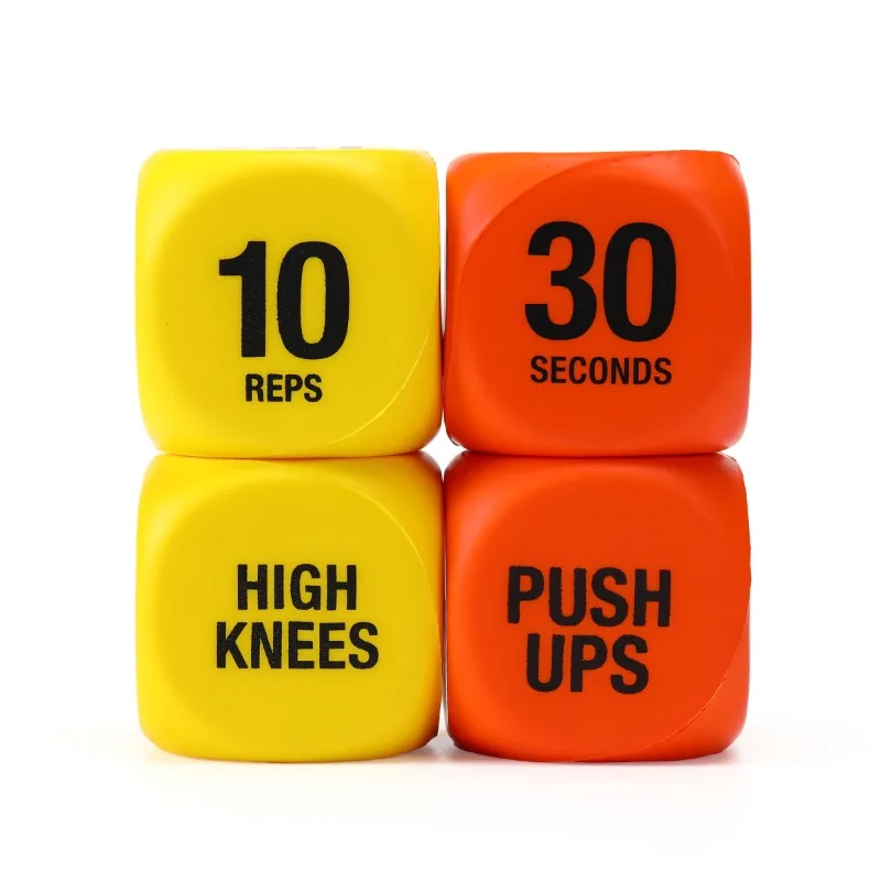 A Pair of Fitness Exercise Dice with 6 Sides Design, Including 10 Repetitions for 30 Seconds. Home Gym