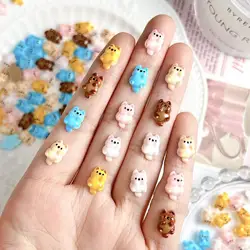 Cute Chubby Pink Powder Blusher Puppy Nail Charms Cartoon Kawaii Colorful Dog Nail Art Decorations for DIY Clip Nails Ornaments