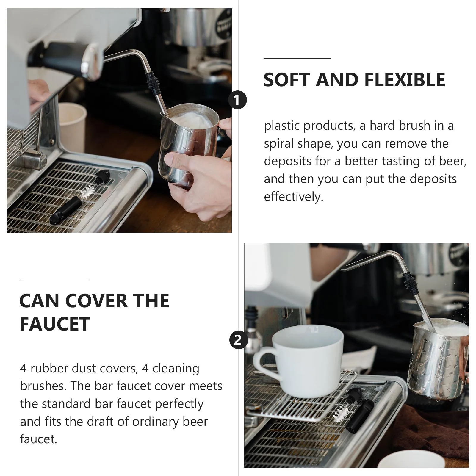 

4 Rubber Dust Covers 4 Cleaning Brushes Black Keg Cleaning Kit Faucet Spigot Bottle Brush Homebrew Beer Tap Cover Fits Standard