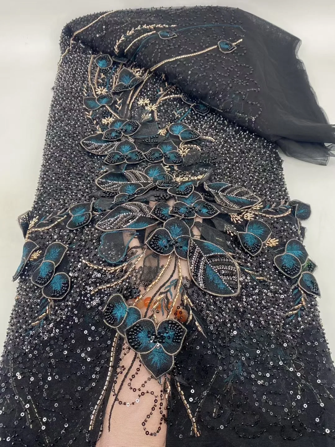 Luxury French Embroidery Heavy Groom Lace Fabric with Sequins for Wedding New High-End African Nigerian Grooming Fabric