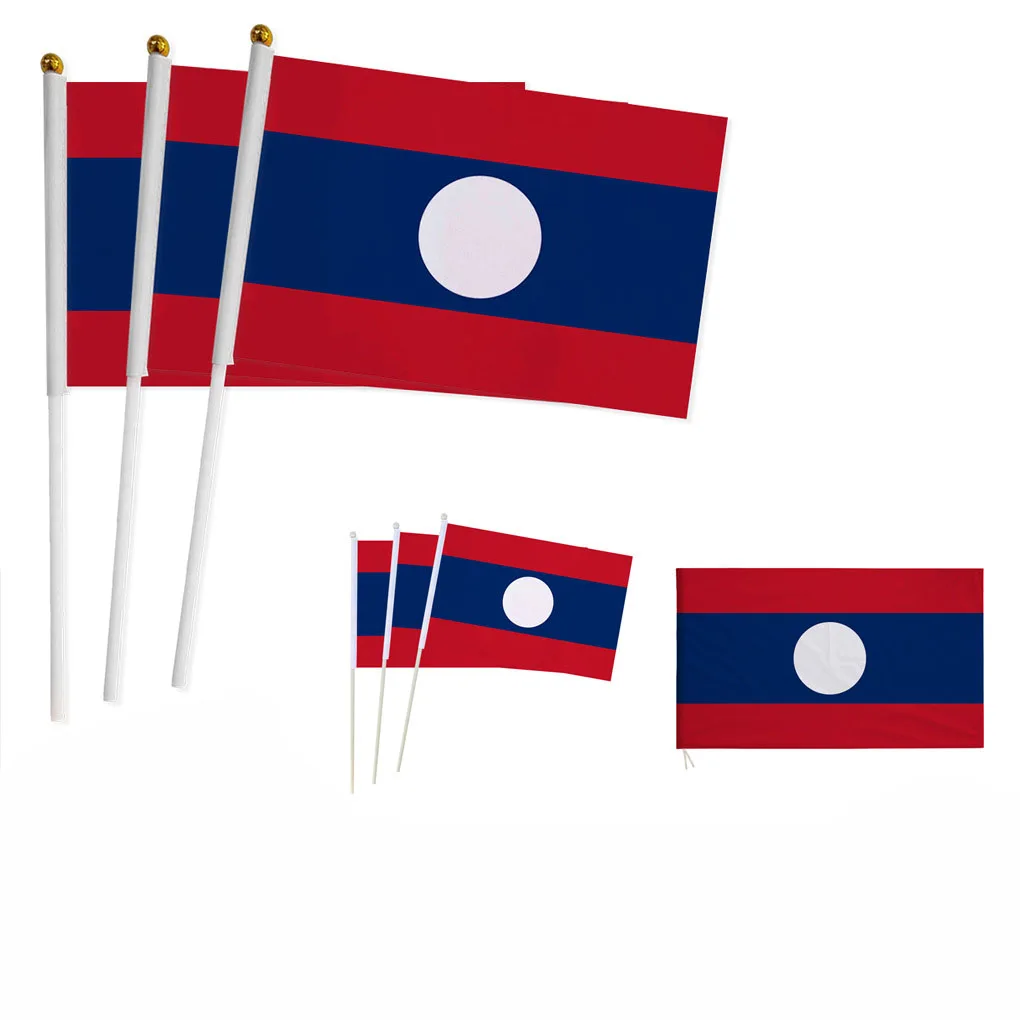 

Z-ONE FLAG 100pcs Laos Hand Flag 14*21cm Laos Laotian National Flag Hand Held Small Waving Flag Indoor Outdoor Home Decor