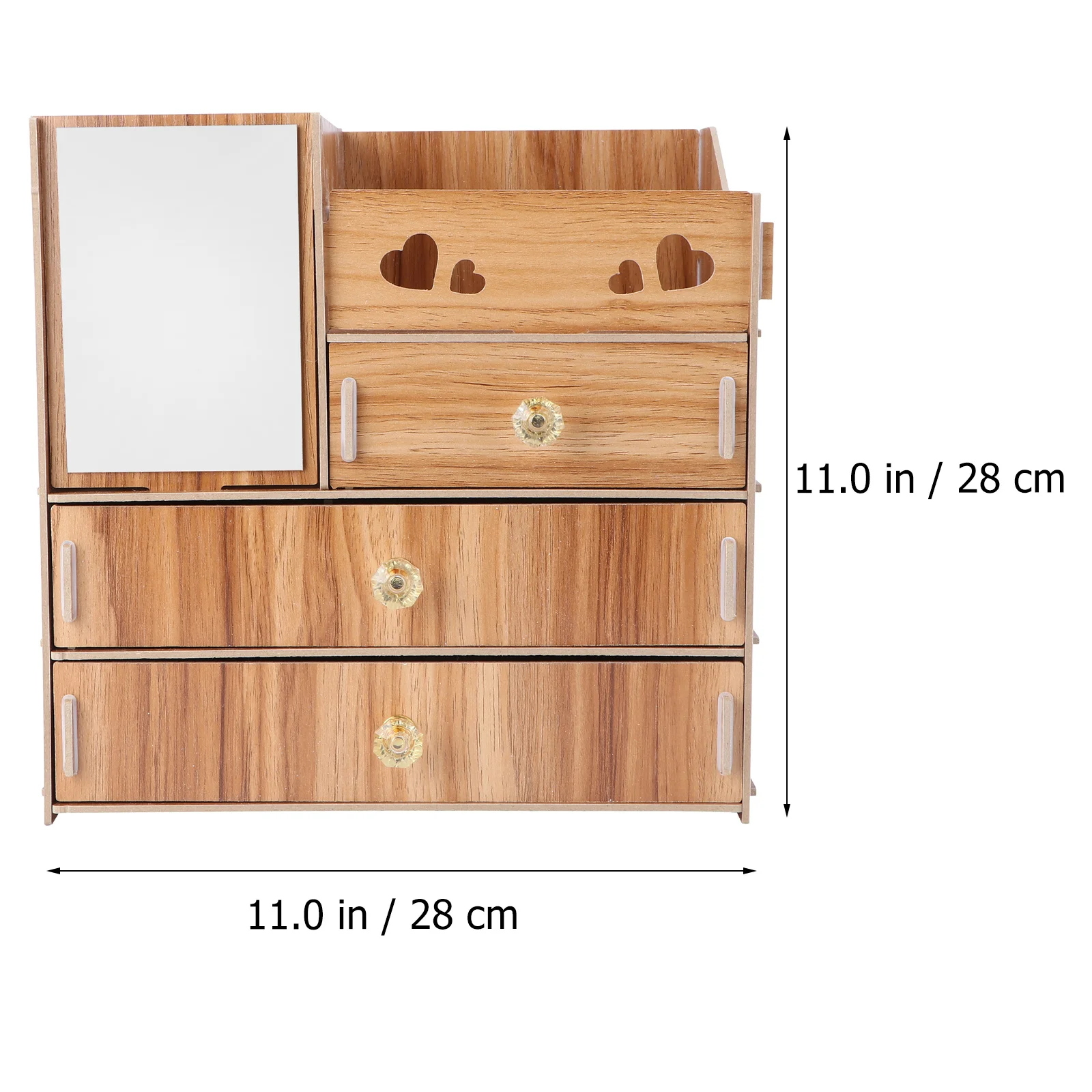 1Pcs Desktop Cosmetics Storage Rack Sturdy Wooden Material Non-Deformable Structure with Mirror and Tissue Holder Space-Saving