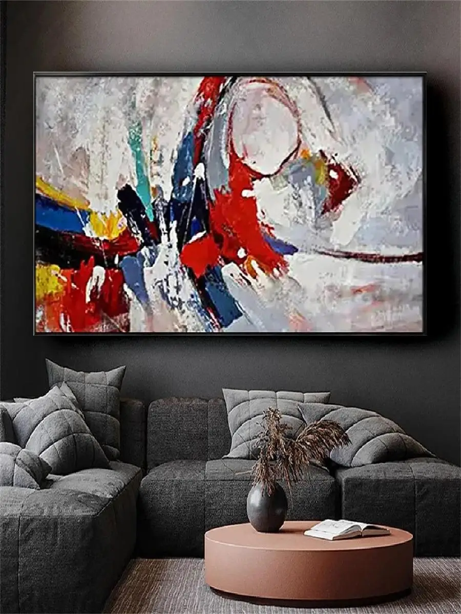 Modern Abstract Oil Painting   Handmade Fashion Canvas Poster for Living Room Decoration Color Line Wall Art Image  Perfect Home