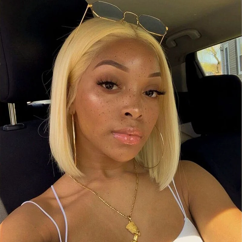 Short Hair Glueless 13x4 Lace Front Wigs Blonde Bob Wig