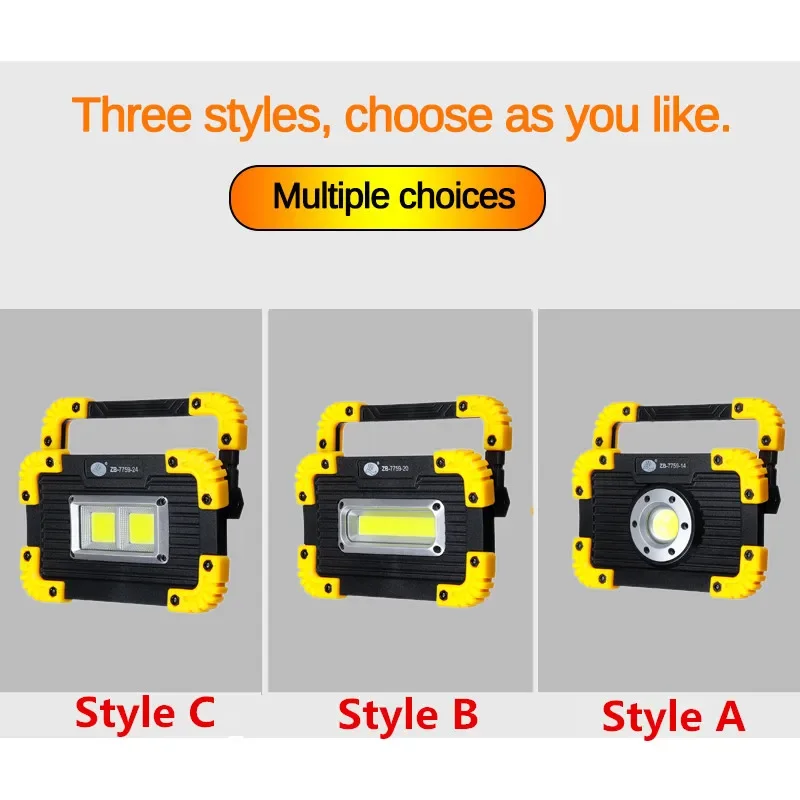 350W 3 Modes LED Work Light USB Rechargeable/Battery Type Waterproof Emergency Flood Lamp Outdoor Camping Portable Floodlight