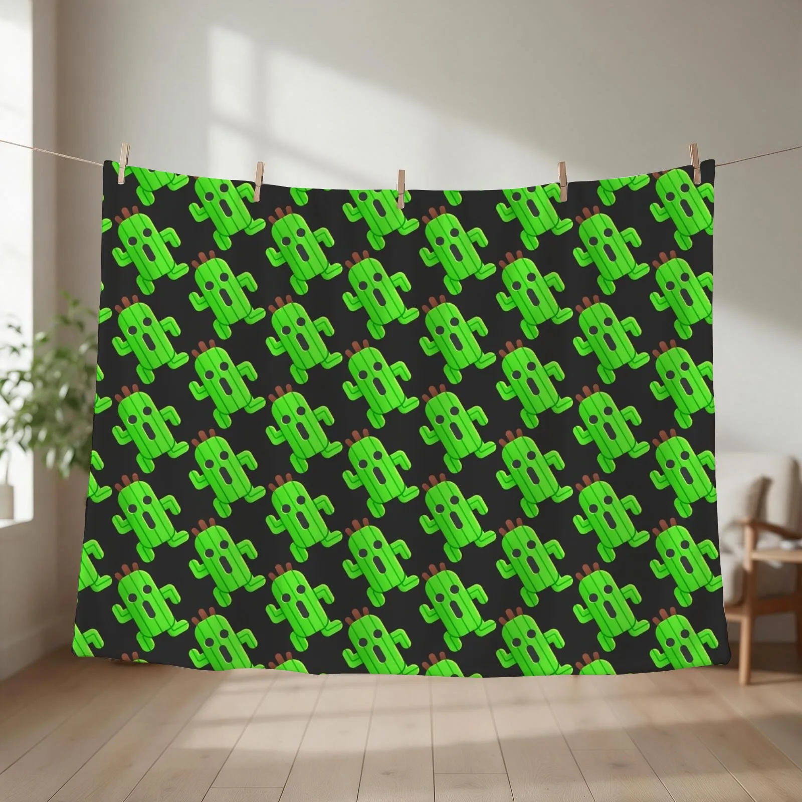 Lil' Cactuar Throw Blanket couch cozy soft plush fuzzy picnic outdoor blanket