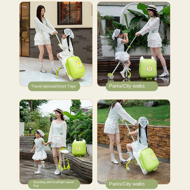 Baby Mother Suitcase Ride on Trolley Luggage Luminous Brake Wheels Lazy Men Foldable Travel Bags Kids Suitcase Trip Cabin Child