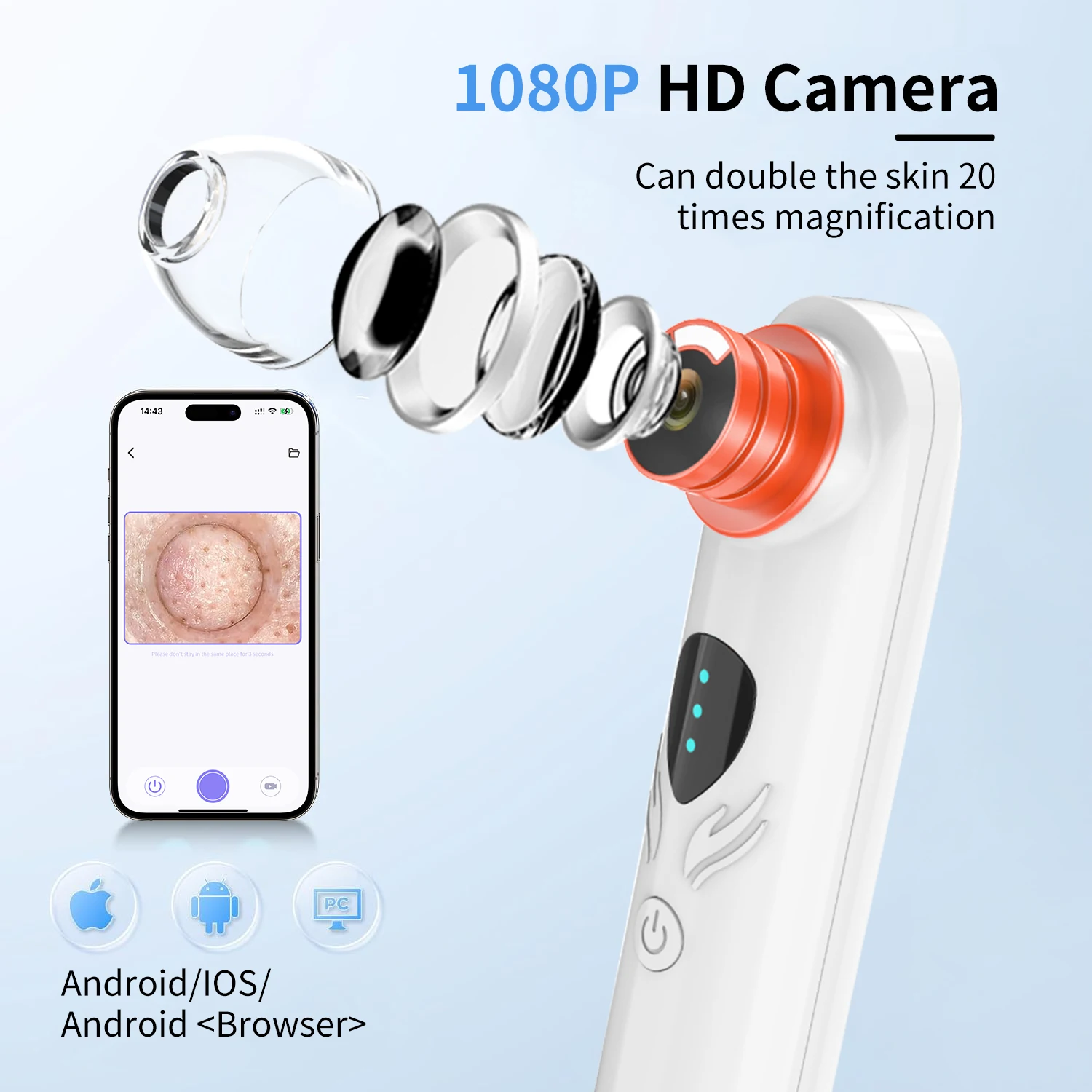 1080P HD Camera,Upgraded Black Head Remover for Face, 3 Adjustment, 4 Prob, Pimple Popper Tool Kit,Blackhead Remover Pore Vacuum