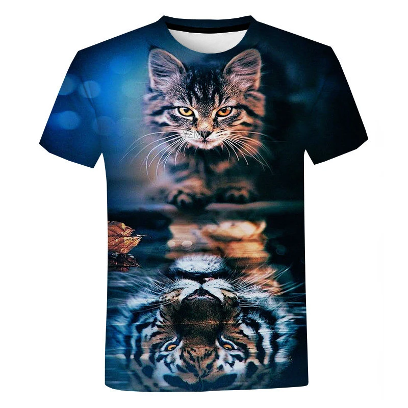 Funny Kids T-shirt Lively 3D Felines Cat Printing T Shirt for Men Tops Summer Man Cute Cats Tee Shirts Oversized Womens Clothing