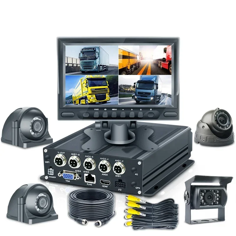 Bus Truck 4CH SD Mobile DVR 360 Surround View Sistema di telecamere da 7 pollici Videoregistratore digitale 1080P MDVR
