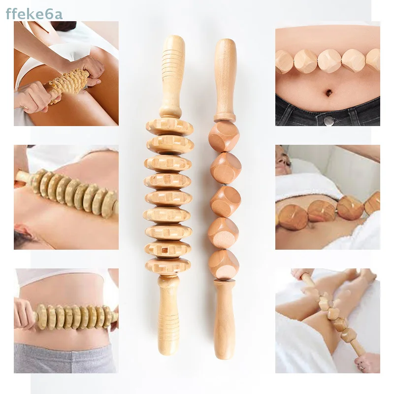 5/9/12 Wheels Wooden Roller Wood Massage Gear Drainage Body Shaping Trigger Stick To Reduce Fat Back Abdomen Leg Slimming Massag