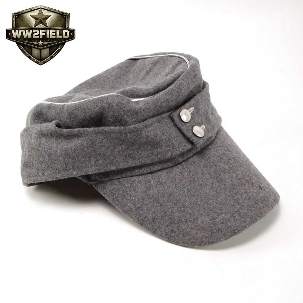 

German M43 Gray Wool Mountain Hat Pattern Buttons Silver Edged A50