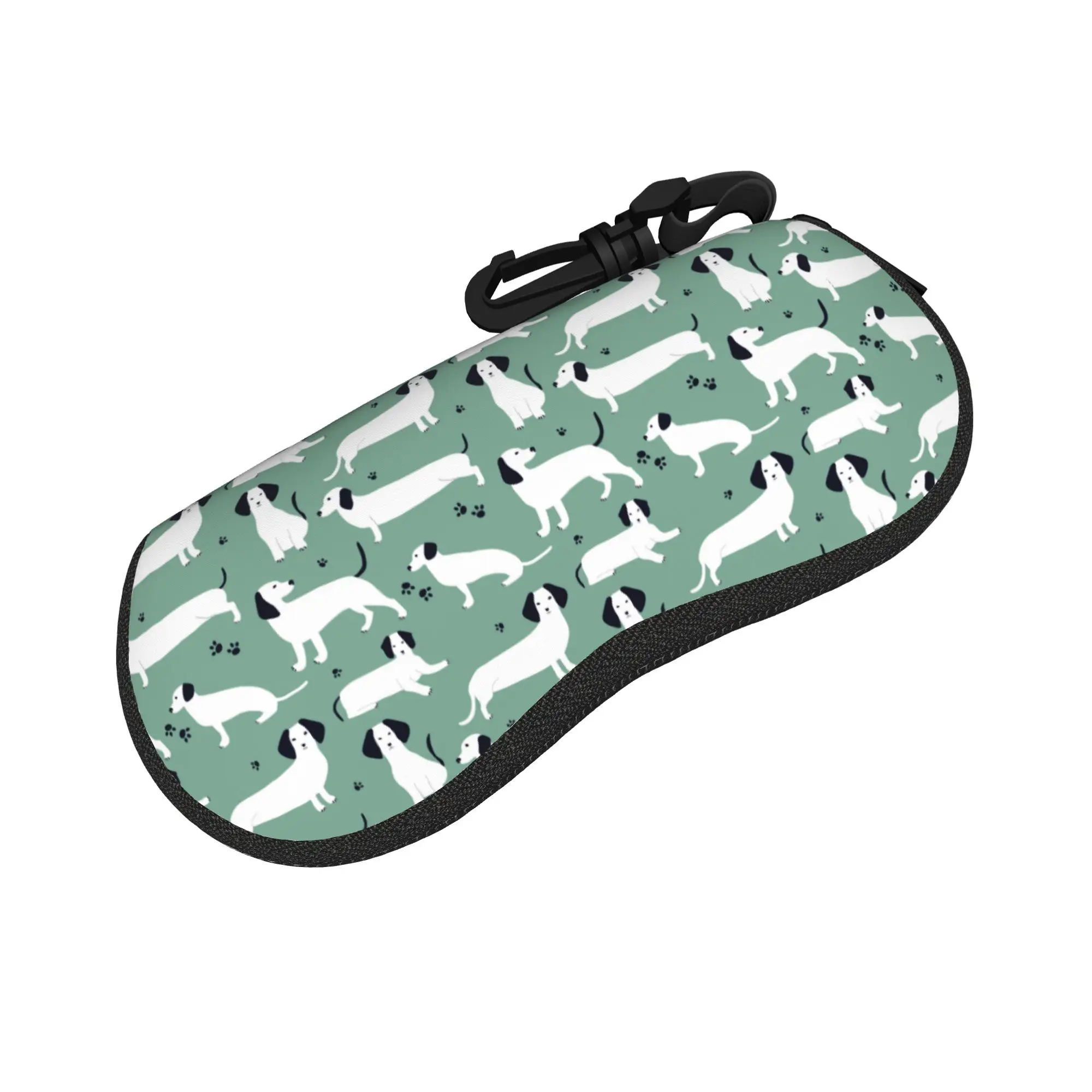 Cute White German Badger Dog Dachshund Glasses Case Unisex Gift for Animal Dogs Lover Glasses Storage Box Eyewear Container