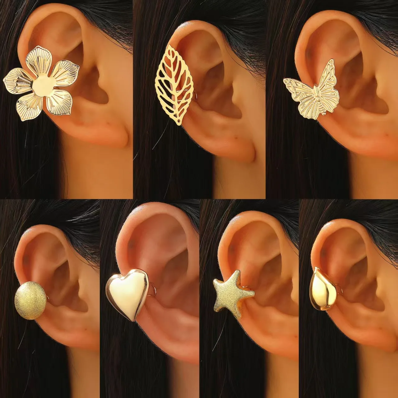 

Набор из 7 предметов, корейские металлические серьги-клипсы для ушей для женщин, ювелирные изделия, манжеты для ушей без отверстия, винтажные серьги с поддельным пирсингом золотого цвета