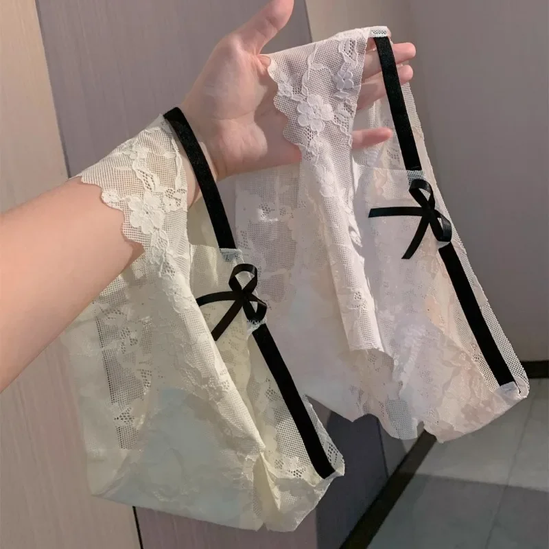 

SP & CITY сетчатое сексуальное женское нижнее белье с цветочной вышивкой и низкой талией, дышащие трусики с бантом, хлопковые бесшовные трусы с промежностью