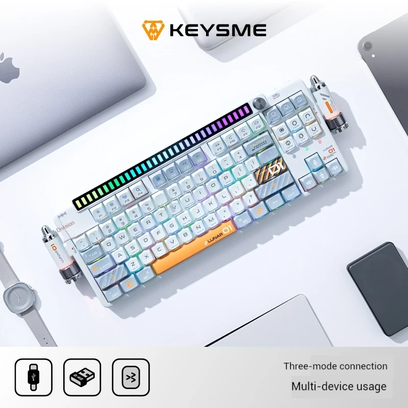 Keysme Lunar01 Mechanical Keyboard 3mode Wireless Bluetooth Cnc Custom Aluminum Alloy Gasket Rgb Light Game Laptop Structure