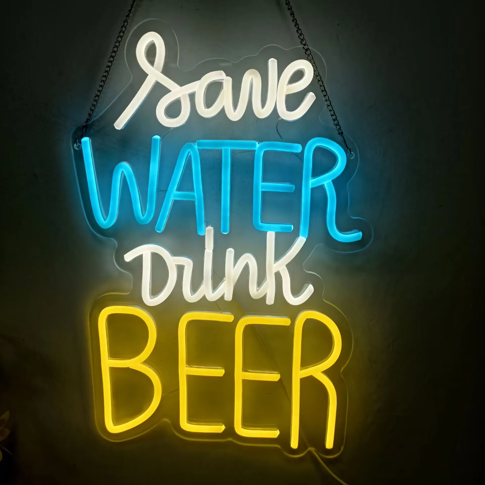 Bespaar water drinken bier neon teken LED dimbaar neonlicht voor wanddecoratie thuis bars pubs man grotten bistro party club decor cadeau