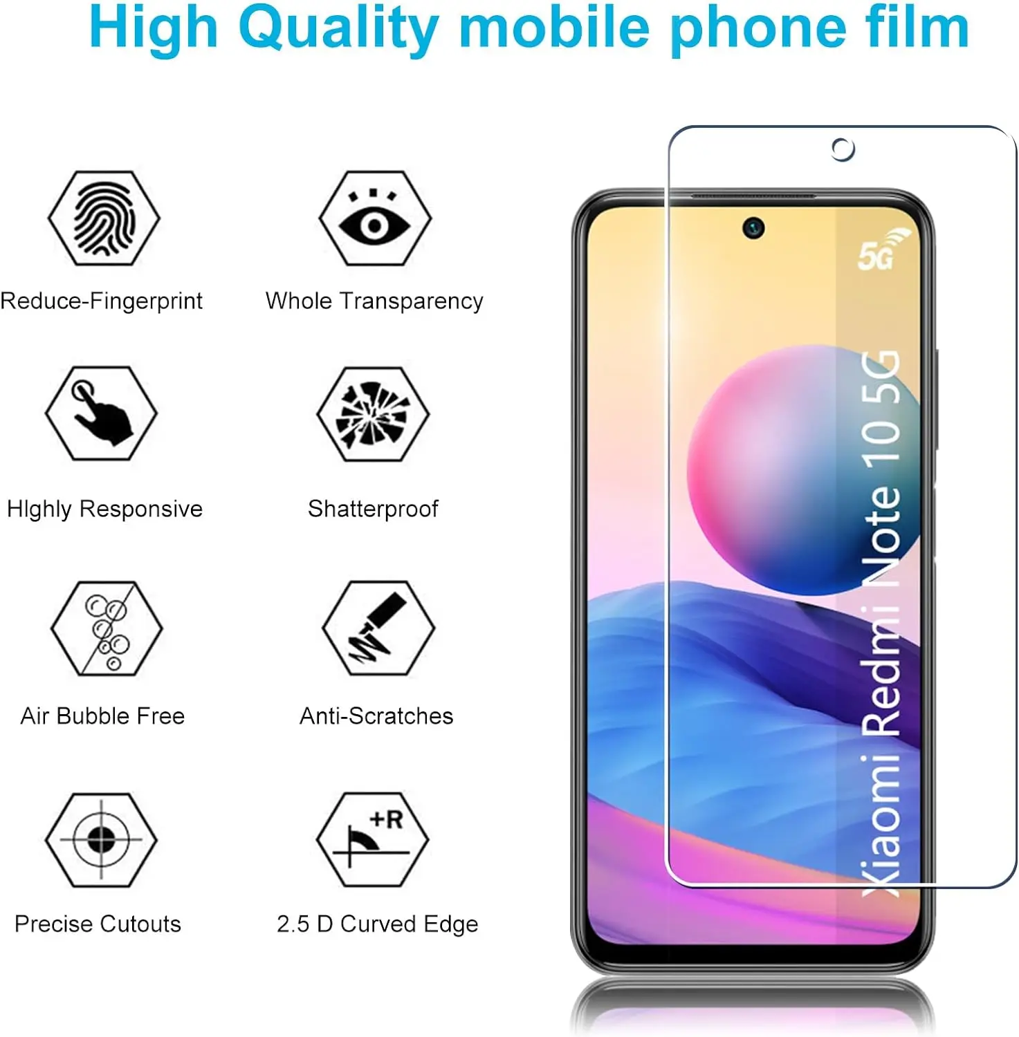 لشاومي ريدمي نوت 10 5G 2/4 قطعة HD فيلم الزجاج المقسى #1