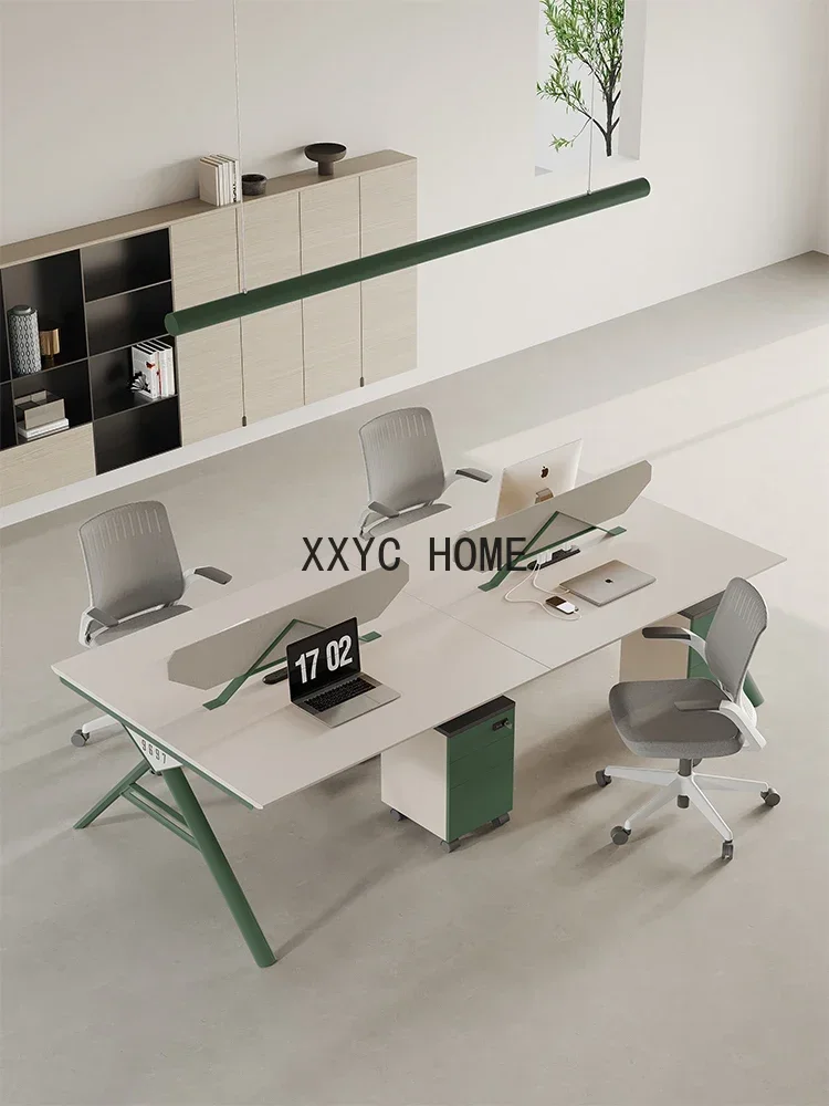 Office Desk and Chair Combination Simple Modern 4 Double 4 Four Six Person Office Station Card Holder Staff