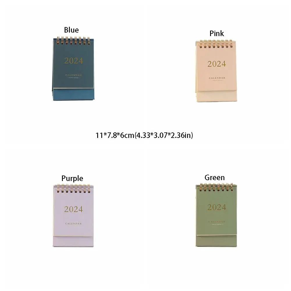 Simple Minimalism Mini Desk Calendar Paper Mini 2024 Calendar Planning Standing Flip Calendar Notepad