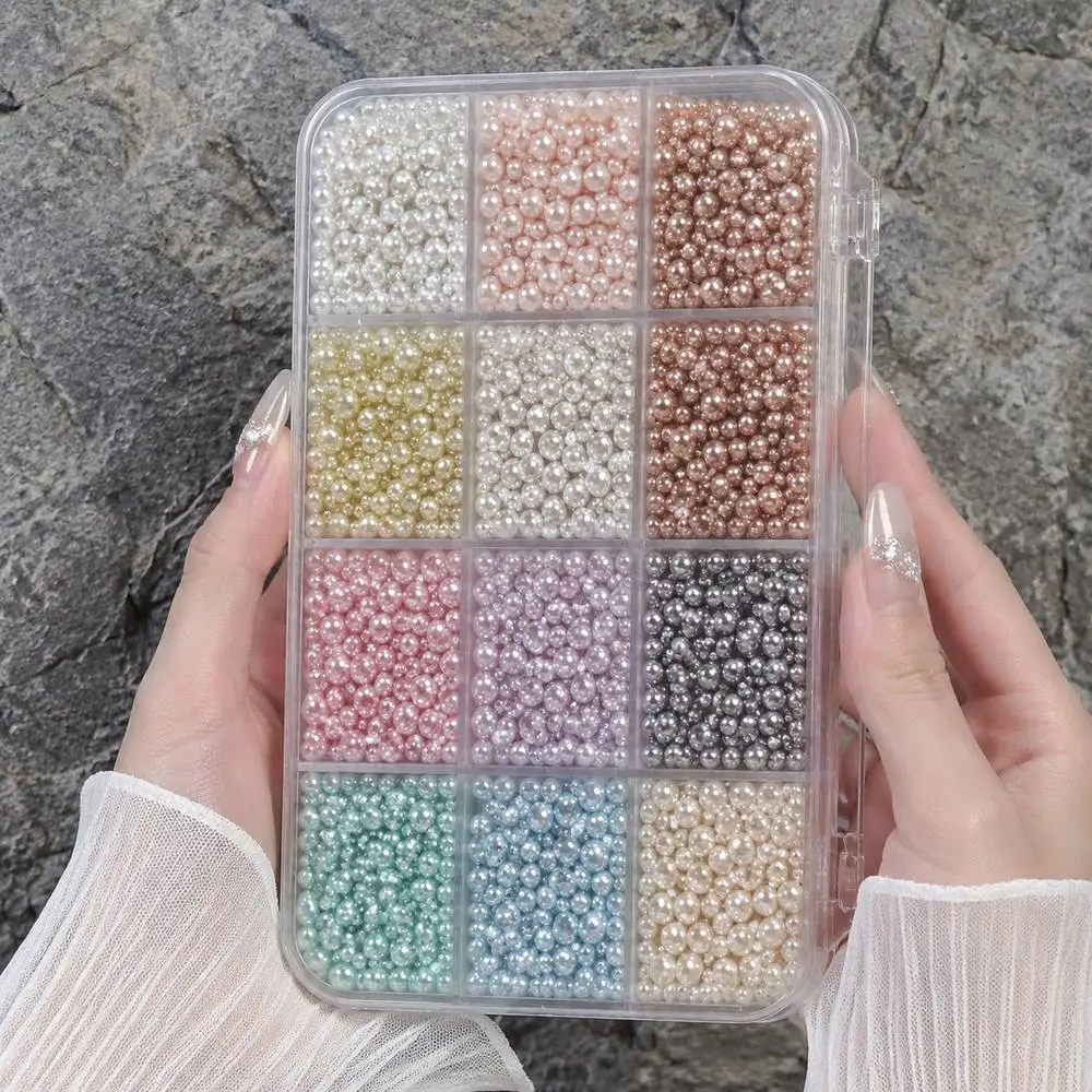 

1Box Sparkling High Gloss Pearl Nail Charms Pastel Mixed Pearl Nail Art Decoration Elegant Design DIY Pearl Nail Supplies