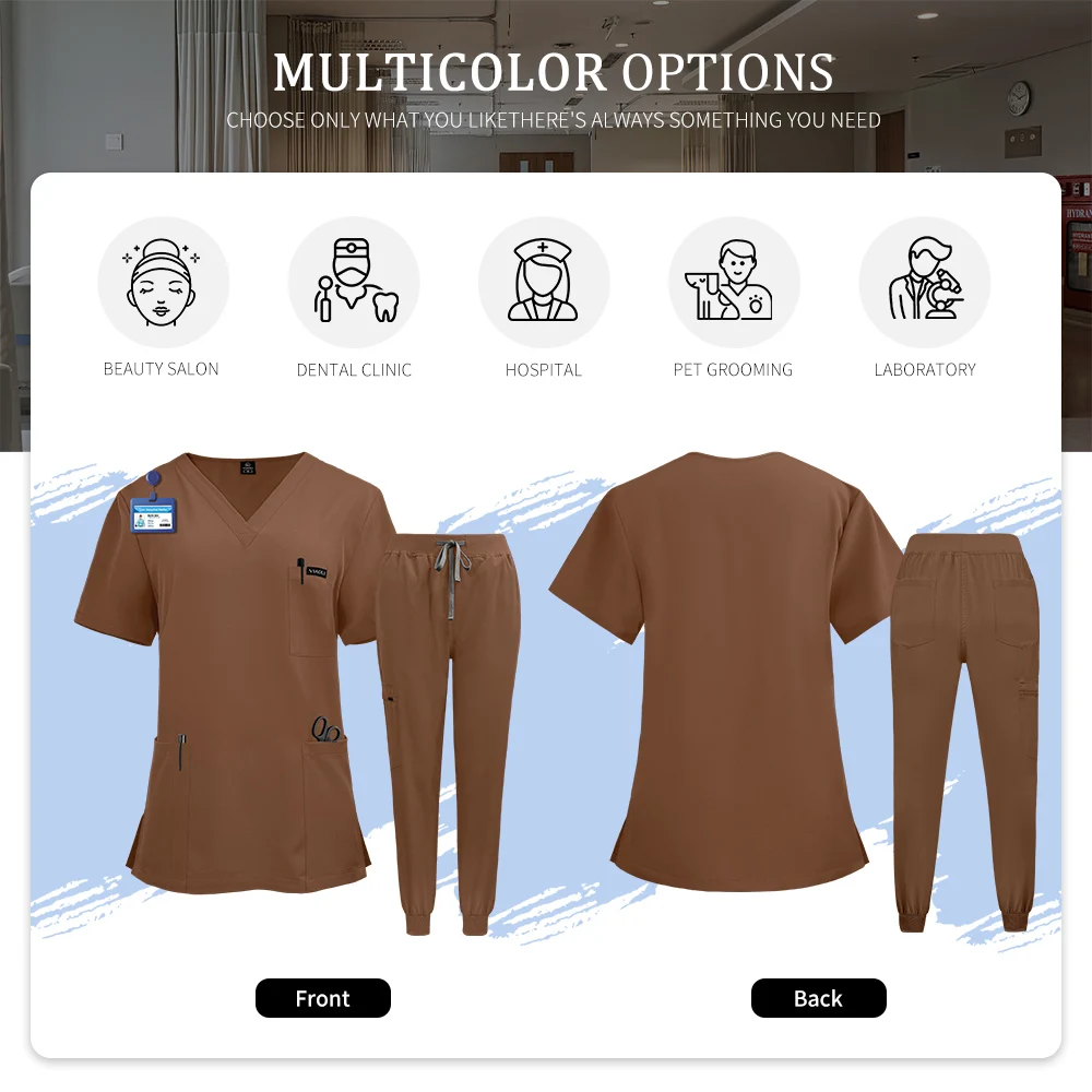 Accessori per infermiere Donna Sala operatoria Abbigliamento chirurgico Manica corta Lavoratori Tuta infermieristica Toelettatura animali Uniformi mediche Tuta da lavoro