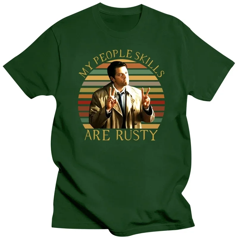 Supernatural My People Skills Are Rusty T Shirt Men Cotton T-shirt Short Sleeves Funny TV Castiel Tshirt Tee Streetwear Oversize