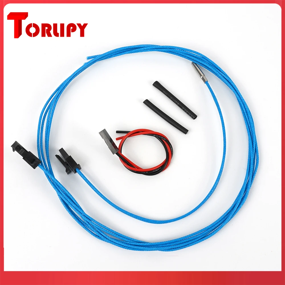 Torlipy PT1000 PT100 3D Printer Thermistor Cartridge Kit For E3D V6 Volcano Heater Block High Temperature Printing Blue Cable