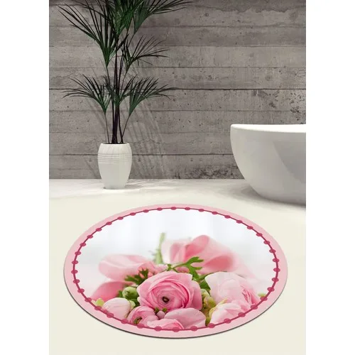 Ardizayn Pink Rose, 100x100 cm. Anti-Slip, Not Peel Leather Outsole Round Bath Mat