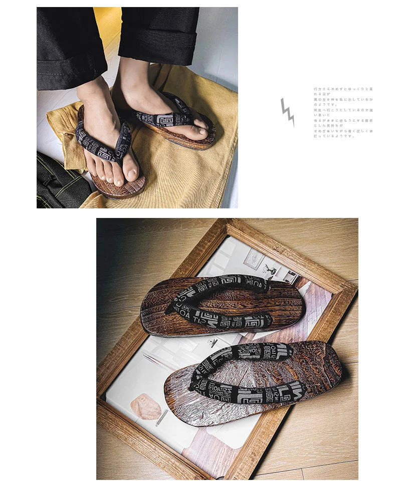 Herren-Slipper, 2022, neue japanische Fischgräten-Hausschuhe, Holz-Clogs, Geta-Flip-Flops, rutschfest, im Sommer, Cos-Schuhe – Detail 6