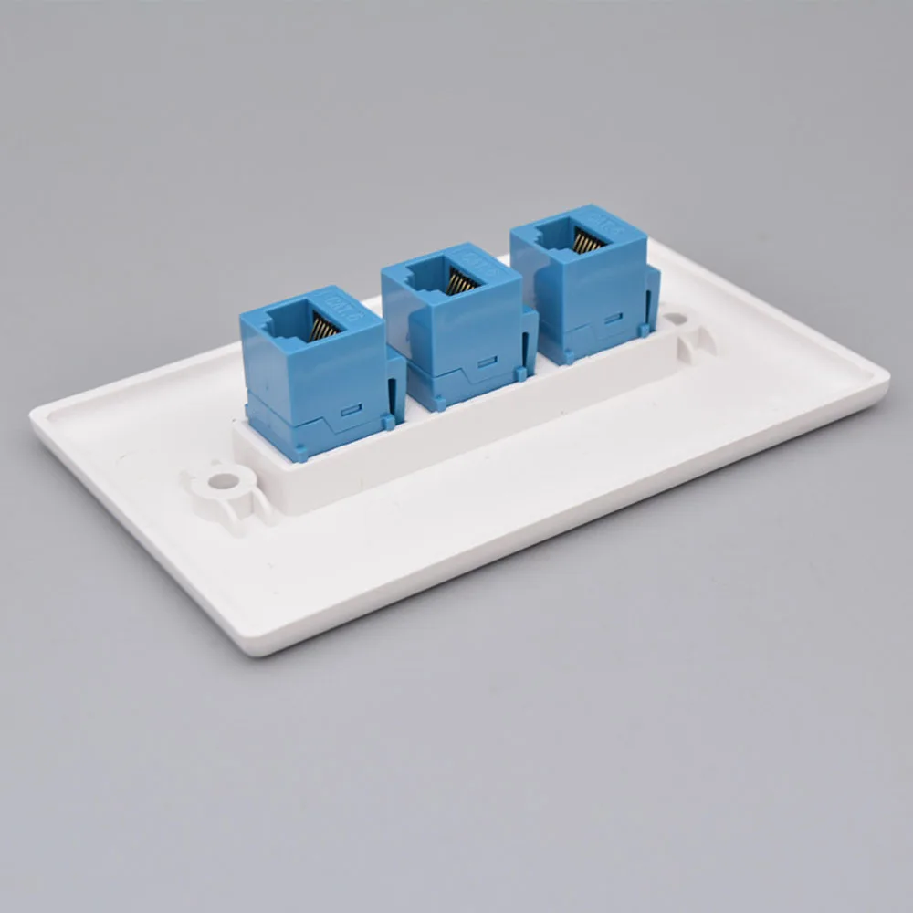 Ethernet Cable Faceplate Networking Port Three-Pass Socket Box CAT6 Gigabit Network Socket 120 Type Cable Installation Outlet