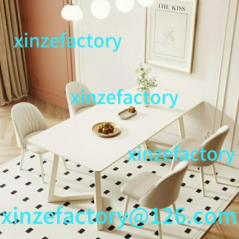 

Customizable Light Luxury Modern Dining Table and Chair Combination Cream Style