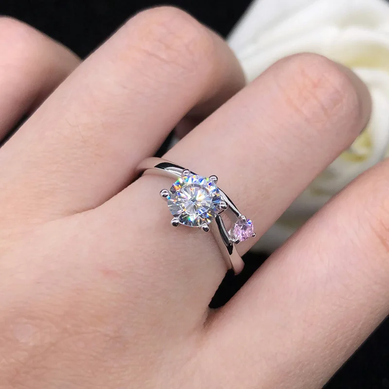 

PT950Platinum gold engagement ring for children, 1-carat diamond ring set with six diamonds, fashionable morganite ring