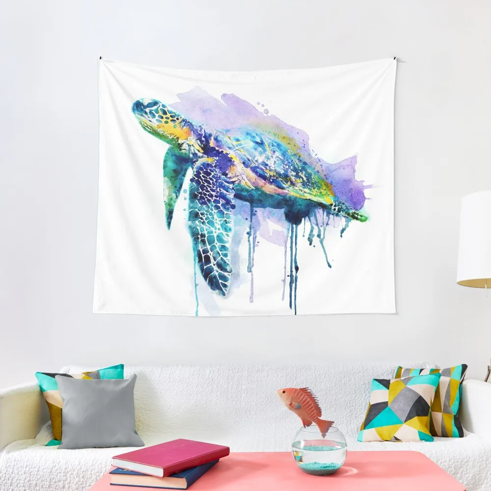 

Watercolor Sea Turtle Tapestry Wall Coverings Aesthetic Room Decorations Tapestry