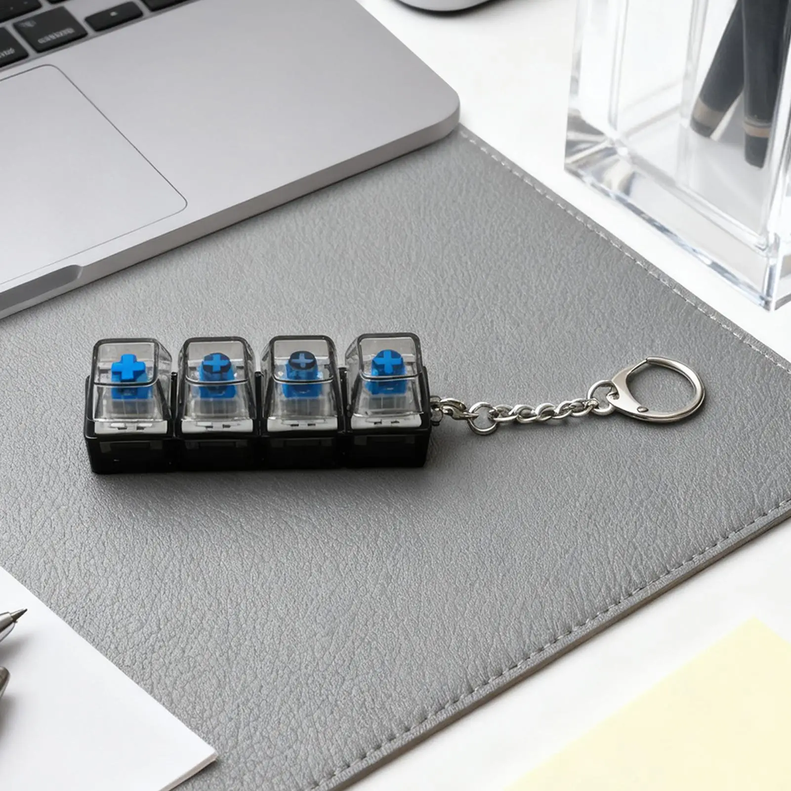 Keyboard Fidget Toy Portable Stress Relief Keychain Keyboard Keychain with Light for Students Office Coworkers Friends Family
