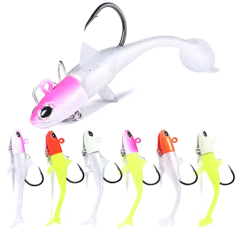 1 Stück/ Weicher Silikon-Swimbait Jigkopf Angelköder Künstlicher Köder T-Tail Shad für Barsch Hecht Zander Angelausrüstung 28g 35g 55g