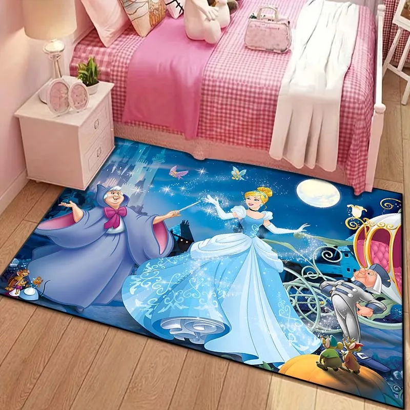 Disney Cinderella Pattern Carpet for Living Room Bedroom Bedside Bathroom Floor Mat Girl's Room Non-slipMat Pink Room Decor Gift