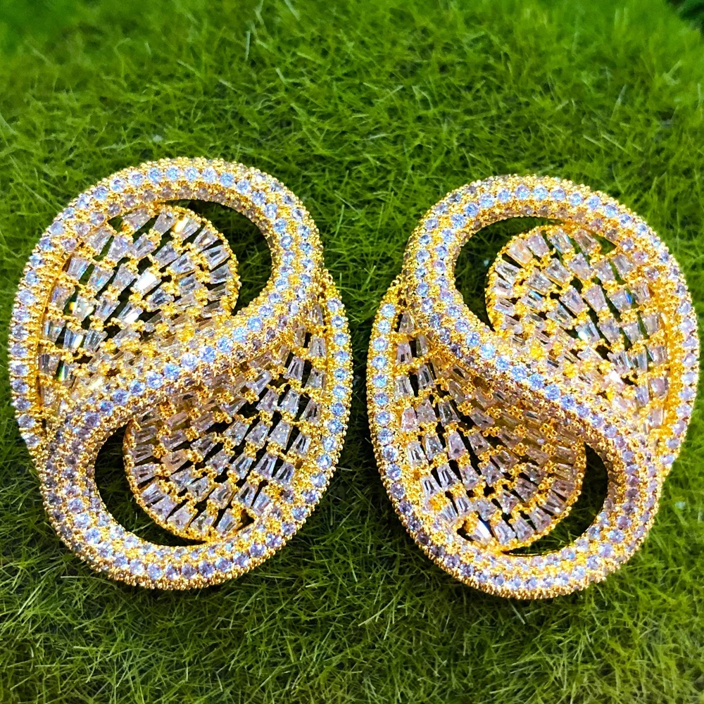 Kellybola Luxury Charm Tricolor Earrings For Women Wedding Party Dubai Bridal Jewelry boucle d'oreille femme Gift Jewelry New