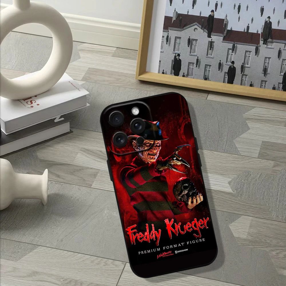 Film K-Krueger F-Freddy Horror Phone Case For iPhone 11 12 13 14 15 16 Pro Max Plus Black Silicone Soft Case