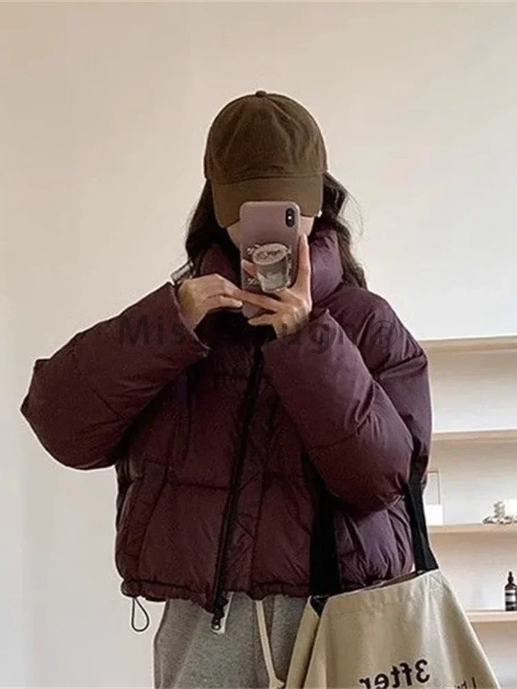 2024 novas mulheres sólido solto puffer jaqueta inverno coreano chique oversized engrossado quente parkas feminino casual streetwear casaco diário