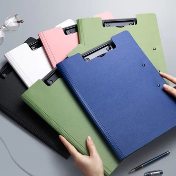 FRETONBA A4 Foldable Clipboard Folder - Double Metal Clips, 360° Foldable, With Pen Holder, Blue - View #4