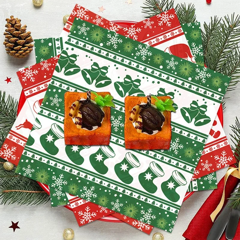 

20pcs Deli Paper Sheets Christmas Decoration Food-grade Greaseproof Paper Food Basket Liners for Sandwiches, Burgers, Fries