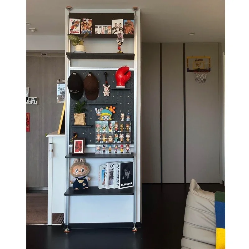 

Aluminum profile perforated panel black storage rack, floor standing storage rack, storage