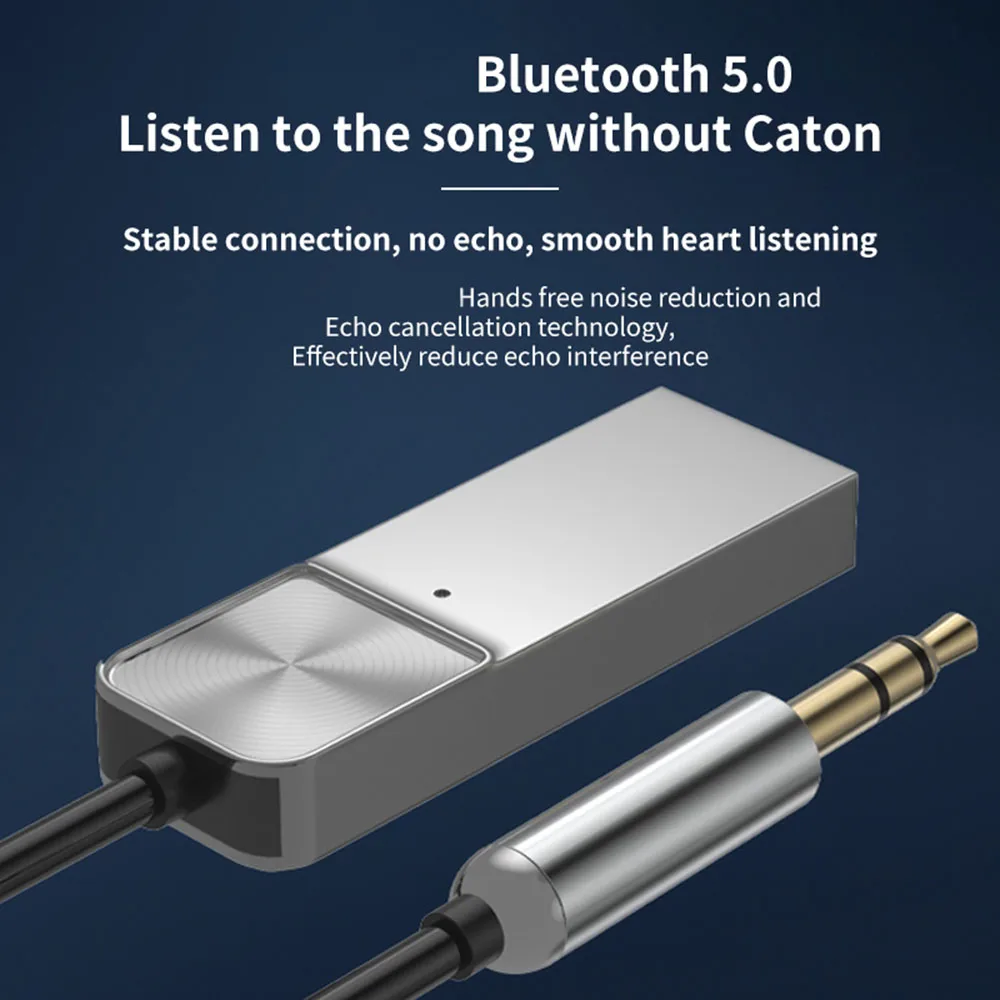 Bezprzewodowy odbiornik samochodowy kompatybilny z Bluetooth 5.0 Adapter Aux USB na gniazdo 3,5 mm Audio muzyka Mic Adapter zestawu głośnomówiącego do głośnika samochodowego