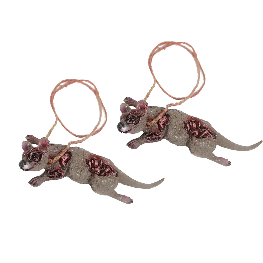 

2Pcs Bloody Rat Simulation Horror Animal Pendant Halloween Party Haunted House Hanging Decoration Haunted House Hanging