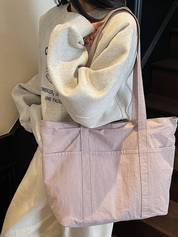 

Lightweight Large Capaci Canvas Tote Bag Women's ort Trip Handbag Casual oulder Bag Commuter Bag Korean Sle Nylon Fabric