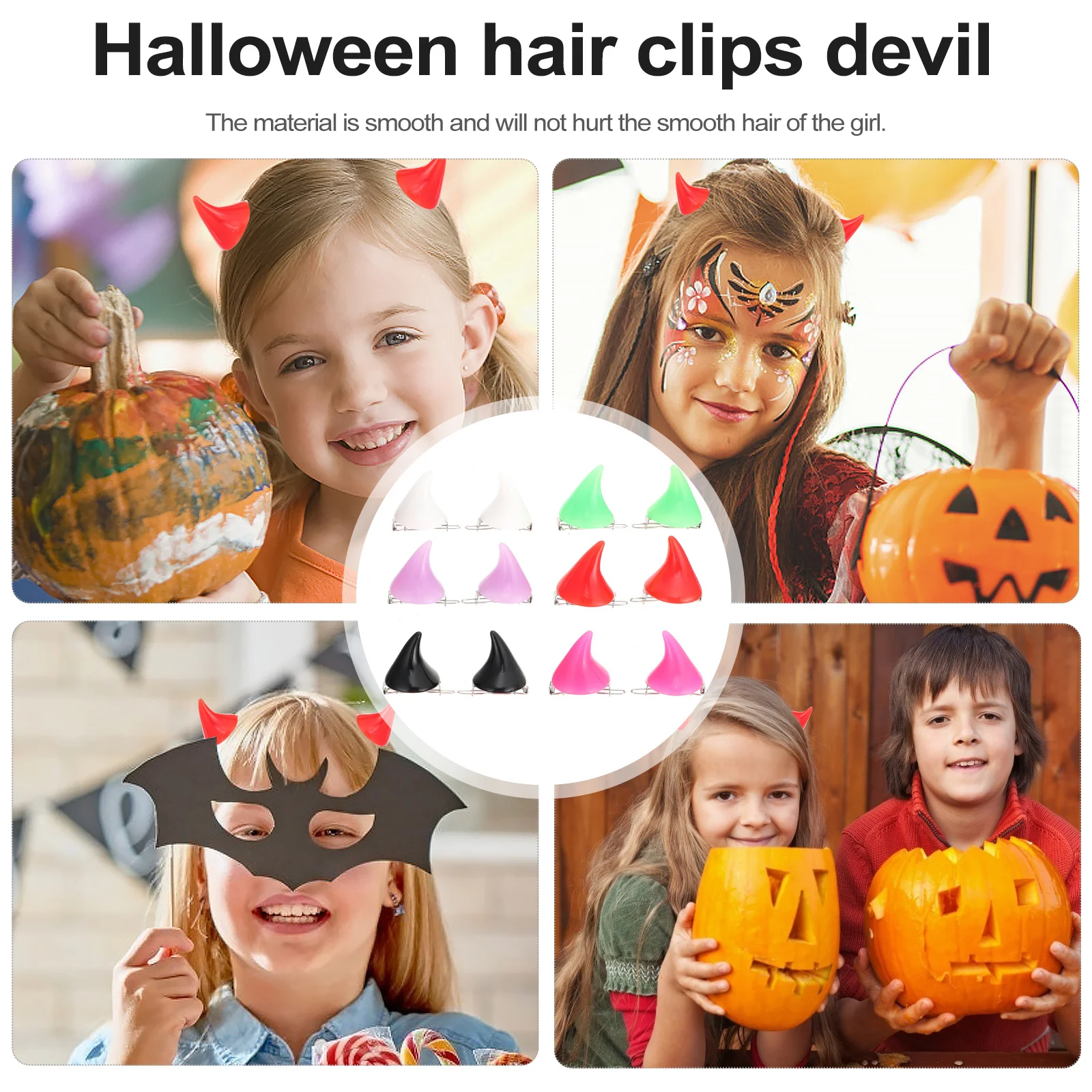 

12Pcs Stylish Devil Horn Hair Clips Exquisite Workmanship Long-Lasting Halloween Cosplay Party Supplies Decorative Hair